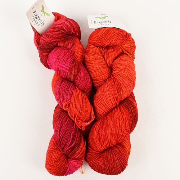 Dragonfly Fibers Dragon Sock Yarn Set SW Merino Bougainvillea Airport Hot Sauce